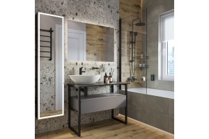 Тумба с раковиной DIWO Элиста 100 антрацит с раковиной Moduo 55 Leaf - 3