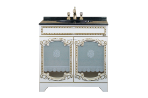 Тумба под раковину Misty Элис 90 белая с золотом - 2