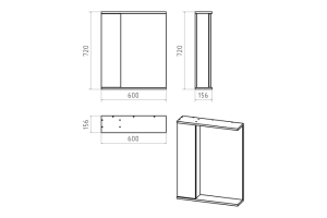 Зеркало-шкаф Misty Лира 60 правое белое глянцевое - 2