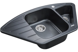 Комплект Мойка кухонная Paulmark Wiese PM529050-BLM черный металлик + Смеситель Paulmark Essen Es213011-418 для кухонной мойки, черный металлик - 3