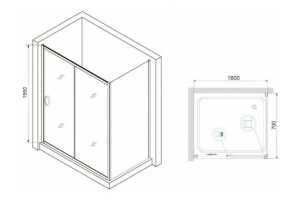Душевой уголок RGW Passage PA-76 180х70 профиль хром стекло прозрачное - 3