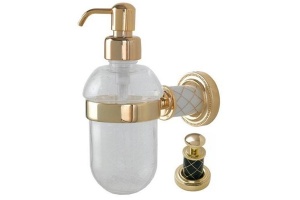 Дозатор для жидкого мыла настенный Boheme Murano золото с черным