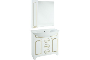 Мебель для ванной Bellezza Тиффани 75 белая, патина золото