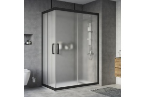 Душевой уголок STWORKI Карлстад DE019RC80140200 140x80 см профиль черный матовый, стекло матовое
