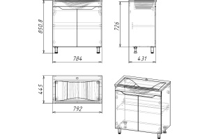 Тумба под раковину Stella Polar Абигель 80 серый - 2