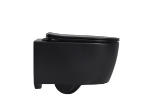 Унитаз подвесной Abber Bequem безободковый с сиденьем микролифт черный матовый - 2