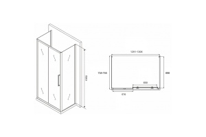 Душевой уголок Abber Schwarzer Diamant 130х75 черный стекло прозрачное - 2