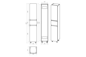 Шкаф-пенал Misty Чегет 35 левый серый глянцевый - 3