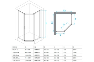 Душевой уголок RGW Passage 90х90 черный стекло прозрачное - 2