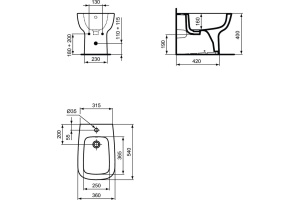 Биде напольное Ideal Standard Esedra (T281301) - 3