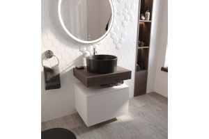 Мебель для ванной STWORKI Ольборг 60 столешница дуб карпентер, без отверстий, с тумбой 60, с раковиной BOCCHI Vessel 1174-004-0125 черной - 3