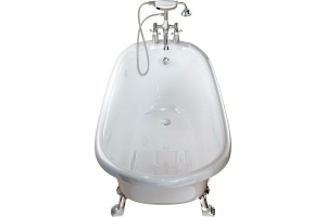 Ванна из искусственного камня Фэма Салерно 2 белая, ножки хром, со смесителем - 2