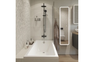 Шторка на ванну DIWO Ростов 4GW012 неподвижная, 70x150, черная матовая - 3