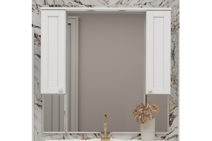 Зеркало-шкаф Misty Латте 105 белое матовое