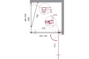 Душевой уголок BelBagno Marmi 70х90 профиль хром стекло прозрачное - 3
