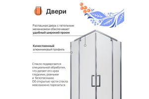 Душевой уголок DIWO Тула 90х90 профиль хром глянцевый - 2
