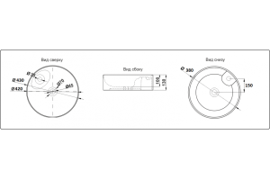 Раковина накладная CeramaLux NC 43 см черный (D1306H004) - 2