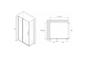 Душевой уголок Abber Sonnenstrand 100х85 хром стекло прозрачное - 2