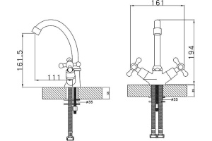 Смеситель для раковины Rossinka  хром (G02-62) - 3