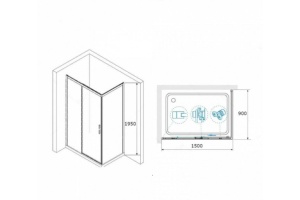 Душевой уголок RGW Leipzig LE-41-1B 150х90 профиль черный стекло прозрачное - 3