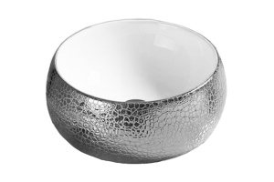 Раковина накладная CeramaLux NC 40 см белый/серебро (C1062)