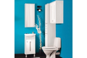 Тумба с раковиной Бриклаер Бали 40 светлая лиственница, белый глянец, R - 2