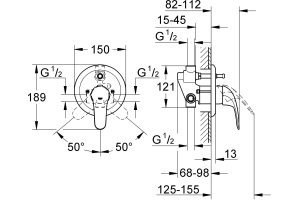 Смеситель Grohe Euroeco 32747000 С ВНУТРЕННЕЙ ЧАСТЬЮ - 2