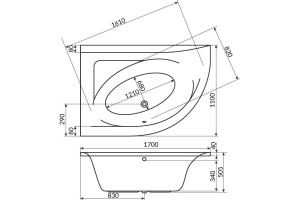 Ванна акриловая Excellent Aquarella L 170x110 белый - 2