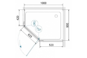 Душевой уголок RGW Passage PA-091 90х100 профиль хром стекло прозрачное - 3