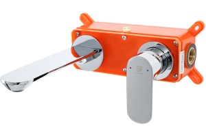 Смеситель для раковины STWORKI Ноттвиль NO-03cr С ВНУТРЕННЕЙ ЧАСТЬЮ, хром, скрытого монтажа, настенный, латунь - 2