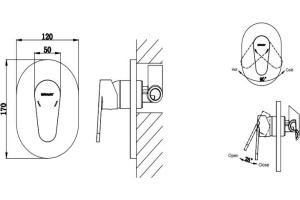 Смеситель Bravat Eler FB848238CP-RUS С ВНУТРЕННЕЙ ЧАСТЬЮ, для душа - 2