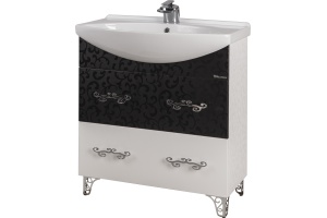 Тумба с раковиной Bellezza Маргарита 75 белая с черным - 2