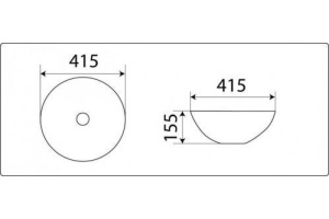 Раковина накладная CeramaLux N 41.5 см белый матовый (104MW) - 3
