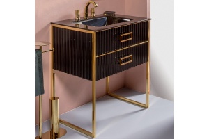 Тумба под раковину моноблок Boheme Armadi Art Monaco 80 черный глянец - золото
