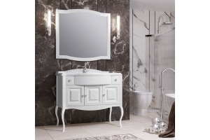 Мебель для ванной Opadiris Лаура 100 белая матовая, с раковиной из литьевого мрамора