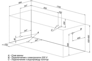Акриловая ванна Aquanet Tessa NEW 170x70 - 2