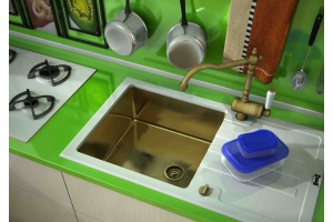 Мойка кухонная Zorg Inox Glass GL-7851-WHITE-BRONZE белое стекло - 2