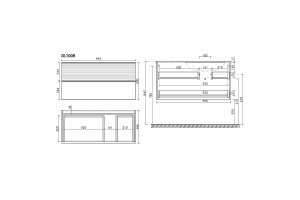 Тумба под раковину Sancos Delta 99х44 правая белая - светлое дерево - 3