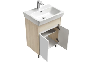 Тумба с раковиной напольная Aquaton Верди 60 белый-светлое дерево - 3