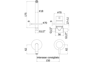 Смеситель Paffoni Light LIG006NO70 с ВНУТРЕННЕЙ ЧАСТЬЮ, для раковины, черный - 3