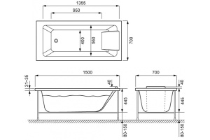 Акриловая ванна Jacob Delafon Sofa 150x70 - 3