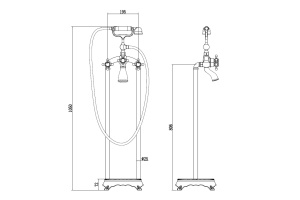 Смеситель для ванны и душа напольный Abber Klassik (AF8415G) - 3
