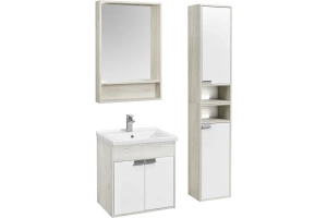 Зеркало-шкаф Aquaton Флай 60 белый-светлое дерево - 2