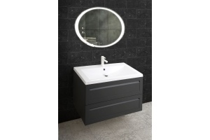 PLATINO База под раковину подвесная с двумя выкатными ящиками, Серый матовый AM-Platino-750-2C-SO-GM - 2