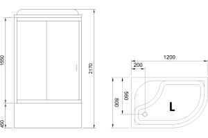 Душевая кабина Royal Bath 120х80 левая хром стекло матовое - 2