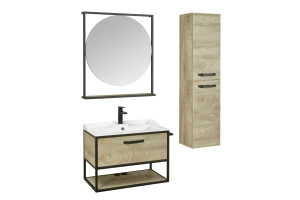 Комплект мебели Aquaton Лофт Фабрик 80 с раковиной Фабиа 80 светлое дерево  - 2