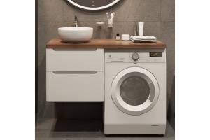 Тумба с раковиной STWORKI Берген 60 белая с темной столешницей 122, Moon 1, R