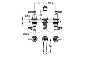 Swedbe Terracotta Art Смеситель для раковины на 3 отверстия, 2503 - 2