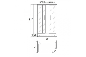 Душевая кабина с поддоном River Nara Б/К 90/70/24 MT L (10000003637) - 2