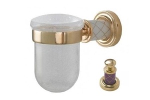Стакан для зубных щеток Boheme Murano золото с фиолетовым